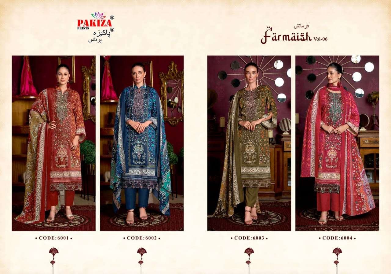 Pakiza Prints Farmaish Vol 6 Jam Satin Embroidered Dress Material - Amrah Wholesale