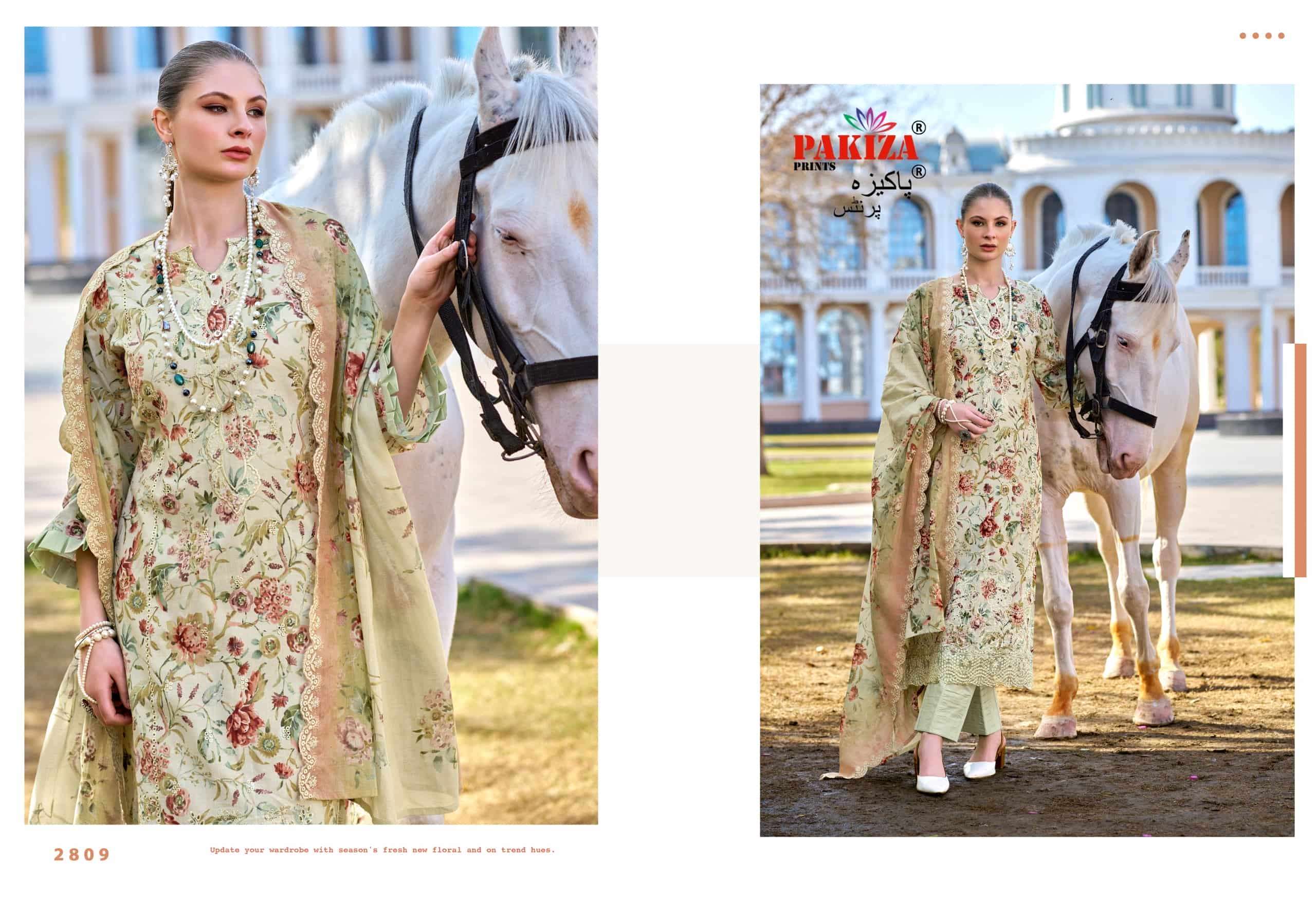 Pakiza Prints Humdum Vol 28 Lawn Cotton Embroidered Dress Material