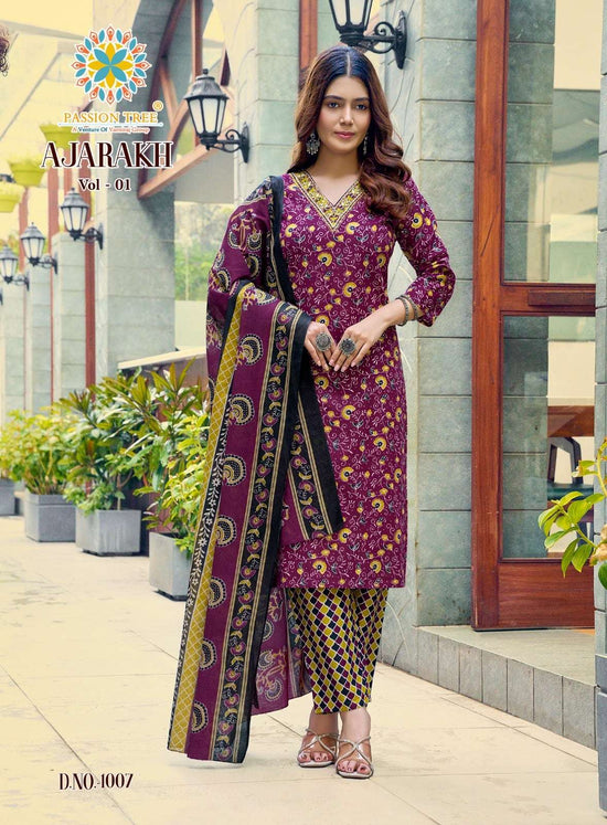 PASSION TREE AJARAKH VOL-1 Cotton Printed Salwar Suit Set