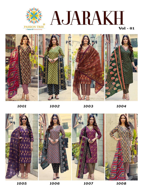 PASSION TREE AJARAKH VOL-1 Cotton Printed Salwar Suit Set