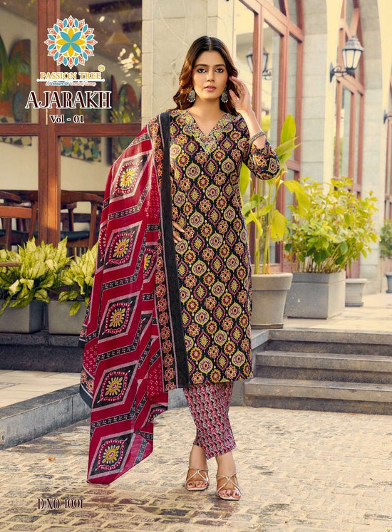 PASSION TREE AJARAKH VOL-1 Cotton Printed Salwar Suit Set