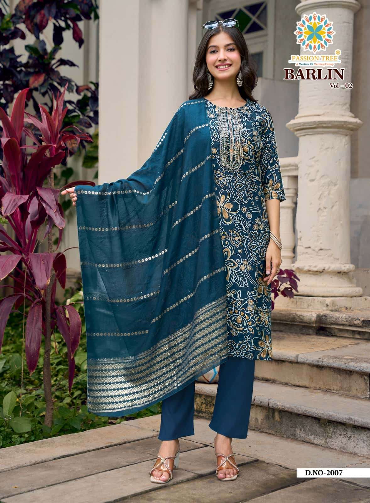 Passion Tree Barlin Vol 2 Stitched Kurta Pant Dupatta Set - Amrah Wholesale