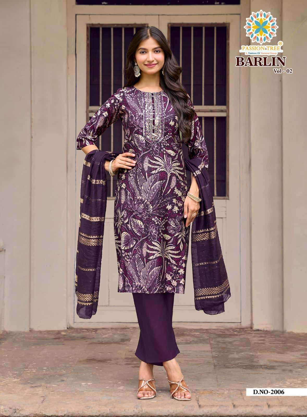Passion Tree Barlin Vol 2 Stitched Kurta Pant Dupatta Set - Amrah Wholesale