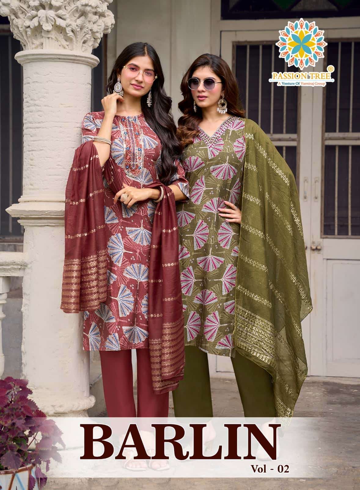 Passion Tree Barlin Vol 2 Stitched Kurta Pant Dupatta Set - Amrah Wholesale