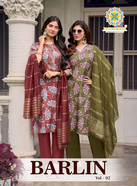 Passion Tree Barlin Vol 2 Stitched Kurta Pant Dupatta Set - Amrah Wholesale