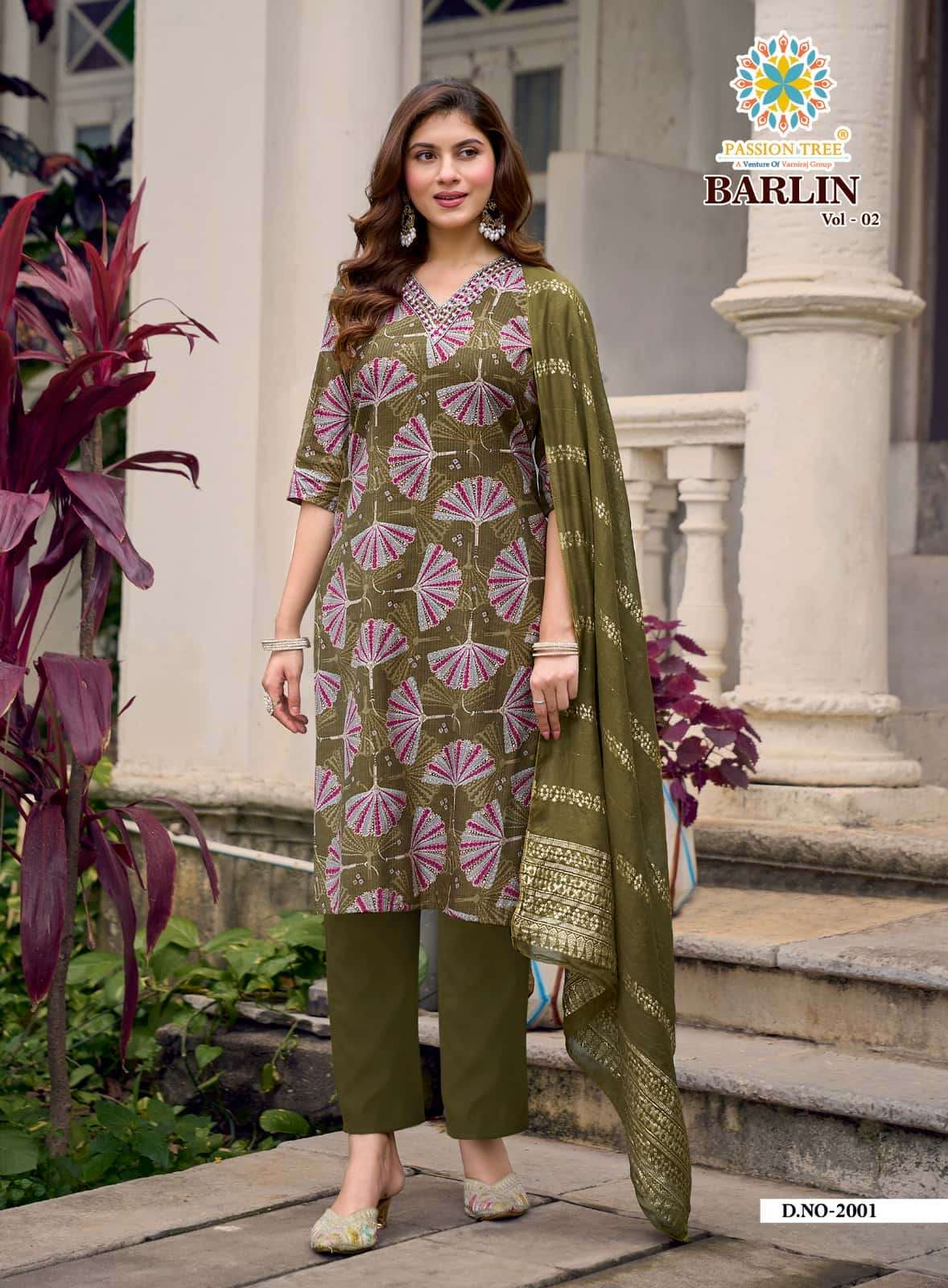 Passion Tree Barlin Vol 2 Stitched Kurta Pant Dupatta Set - Amrah Wholesale