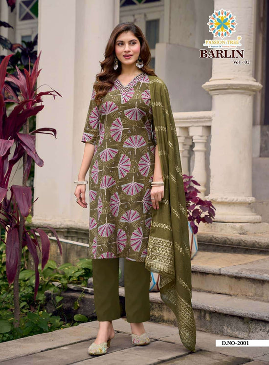 Passion Tree Barlin Vol 2 Stitched Kurta Pant Dupatta Set - Amrah Wholesale
