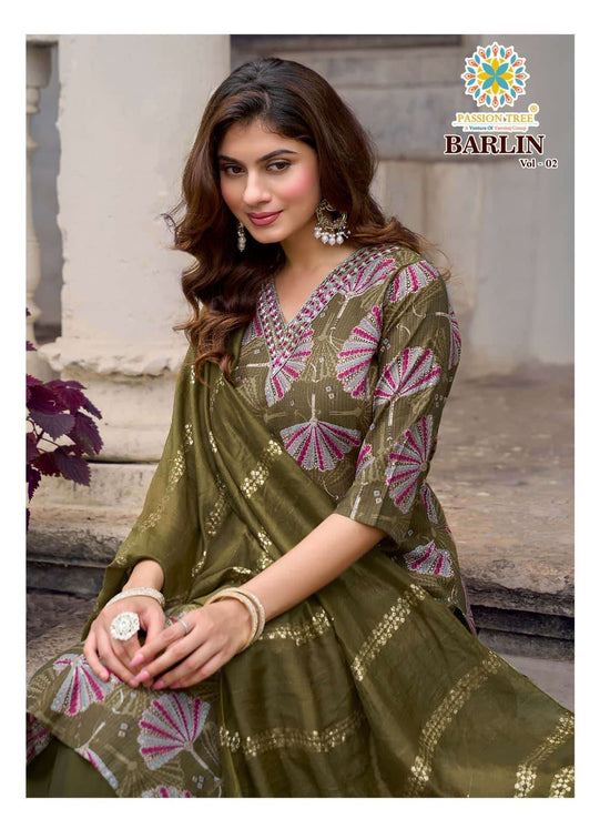 Passion Tree Barlin Vol 2 Stitched Kurta Pant Dupatta Set - Amrah Wholesale