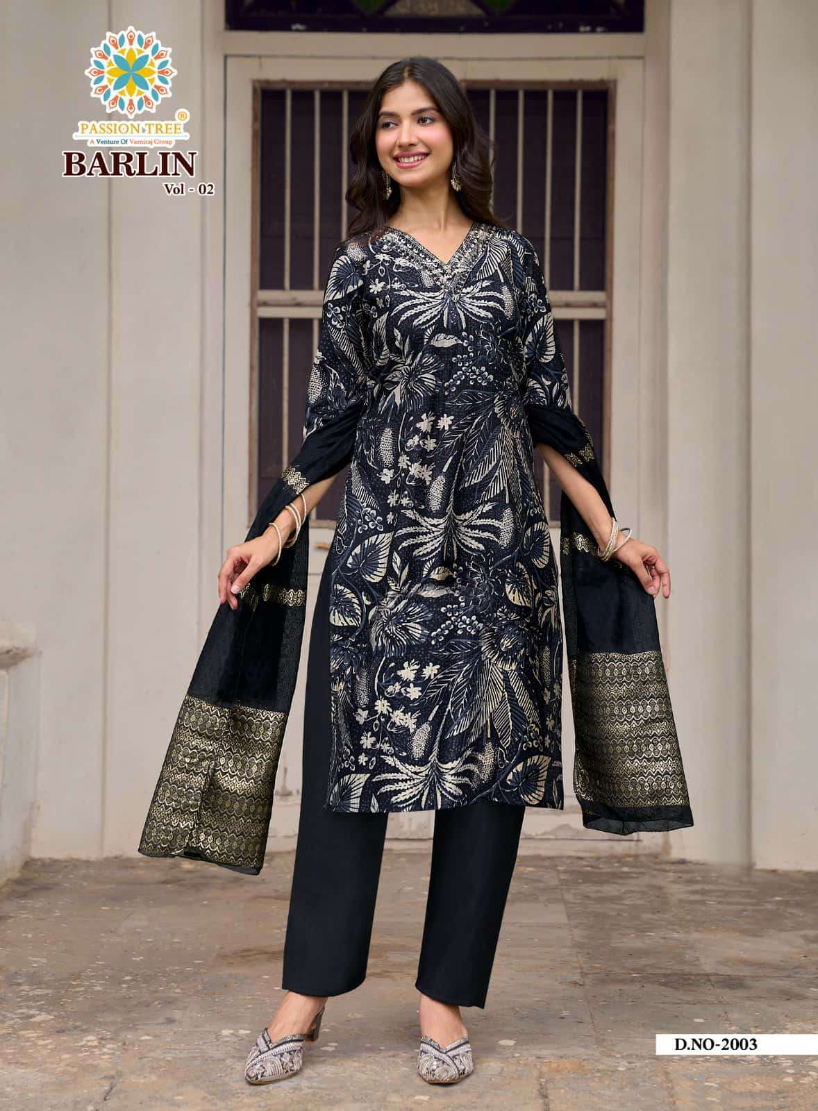 Passion Tree Barlin Vol 2 Stitched Kurta Pant Dupatta Set - Amrah Wholesale