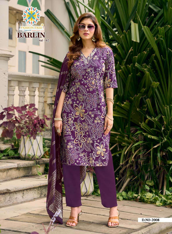 Passion Tree Barlin Vol 2 Stitched Kurta Pant Dupatta Set - Amrah Wholesale