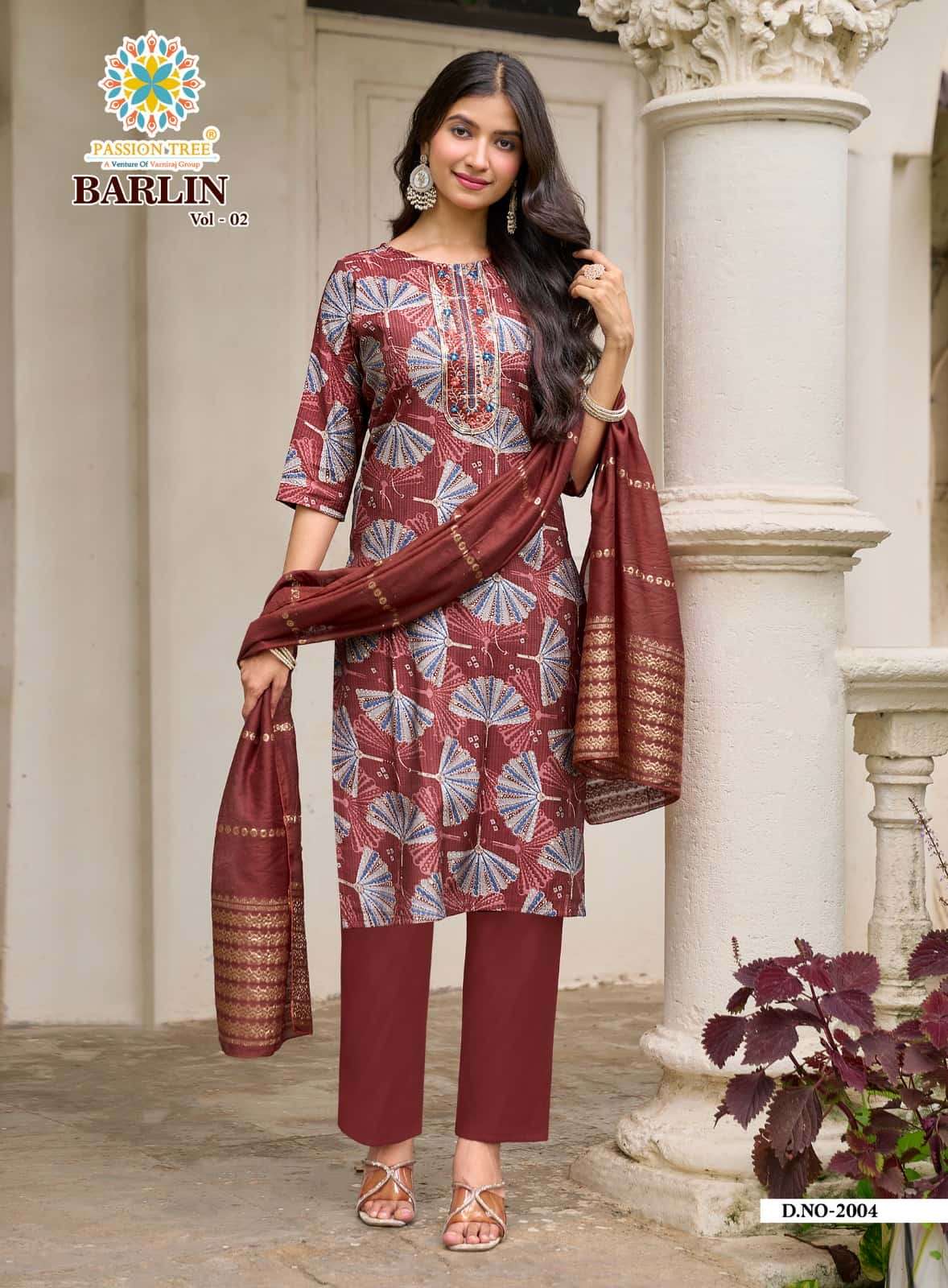 Passion Tree Barlin Vol 2 Stitched Kurta Pant Dupatta Set - Amrah Wholesale