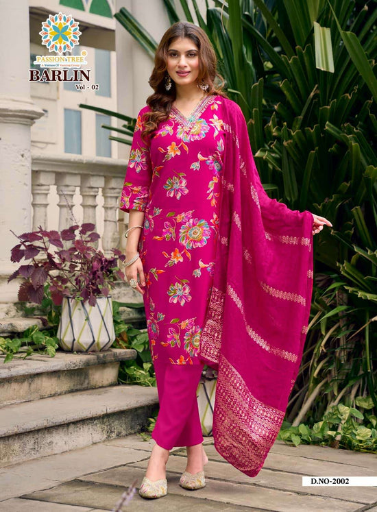 Passion Tree Barlin Vol 2 Stitched Kurta Pant Dupatta Set - Amrah Wholesale