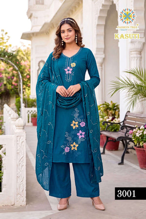 Passion Tree Kasuti Vol-3 Chanderi Punjabi Suit