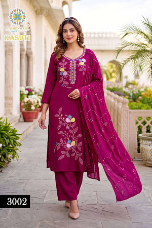Passion Tree Kasuti Vol-3 Chanderi Punjabi Suit