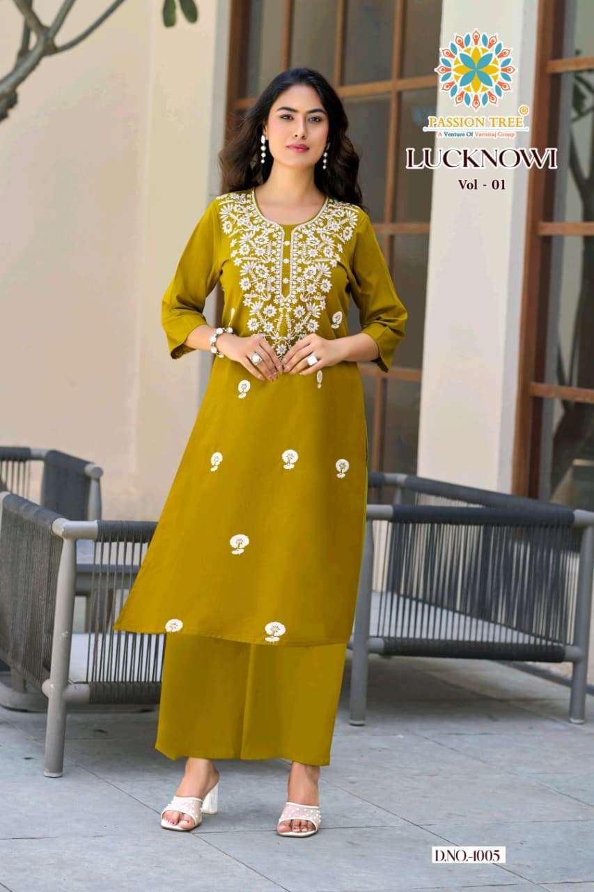 PASSION TREE LUCKNOWI VOL-1 Kurti Set Wholesale Catalogue