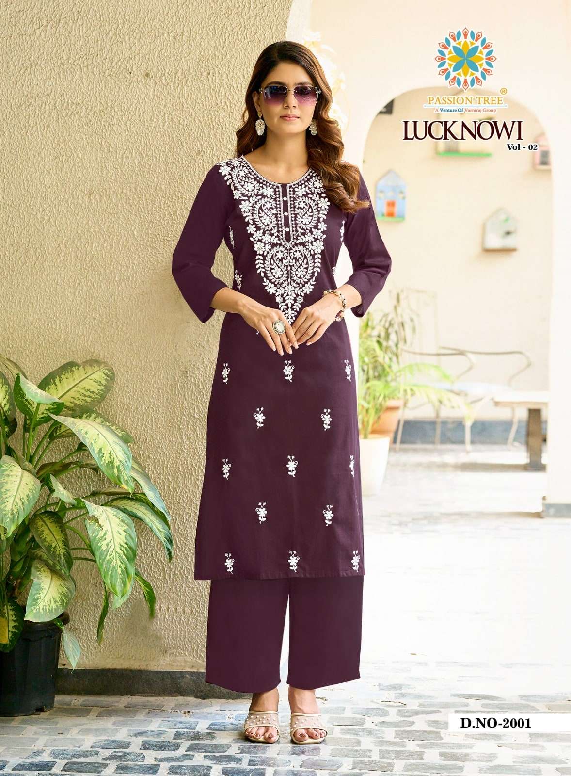 PASSION TREE LUCKNOWI VOL-2 Cotton Embroidered Kurti Pant Set