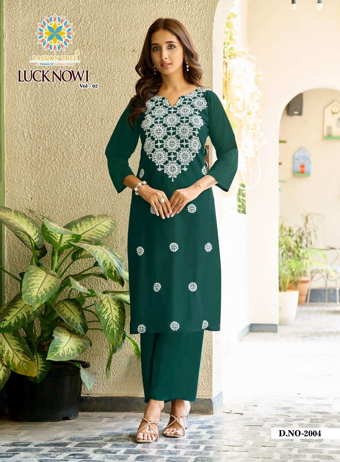 PASSION TREE LUCKNOWI VOL-2 Cotton Embroidered Kurti Pant Set