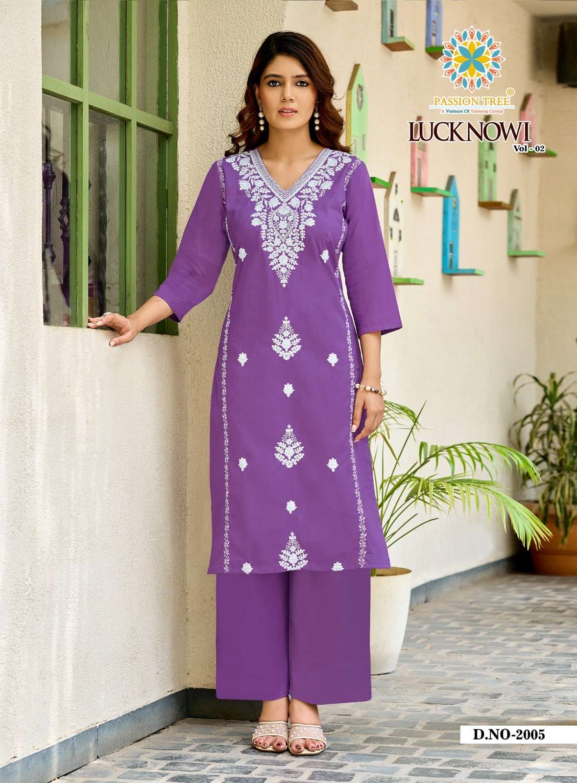 PASSION TREE LUCKNOWI VOL-2 Cotton Embroidered Kurti Pant Set