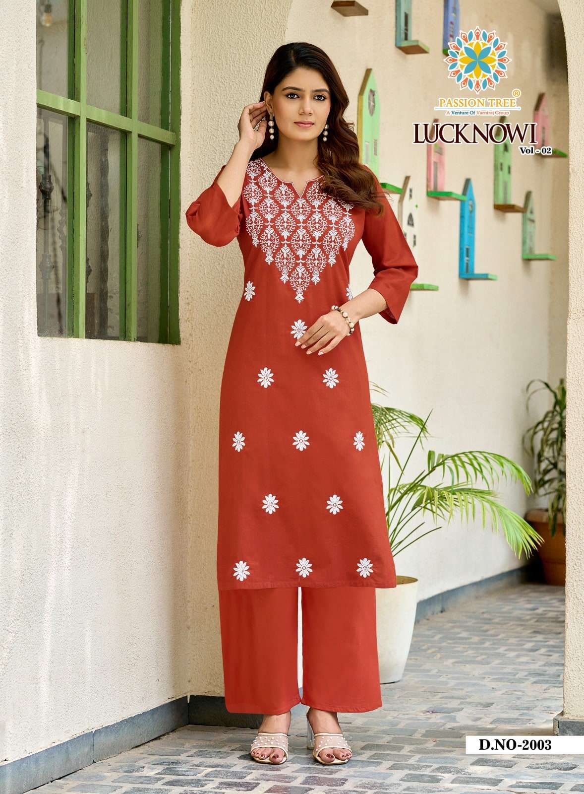 PASSION TREE LUCKNOWI VOL-2 Cotton Embroidered Kurti Pant Set