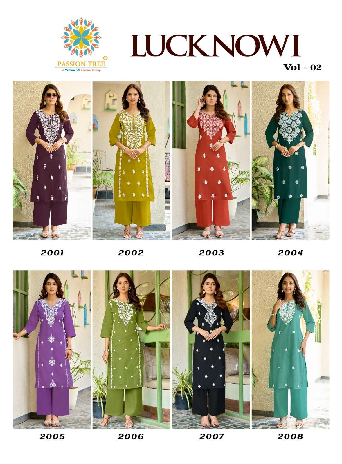 PASSION TREE LUCKNOWI VOL-2 Cotton Embroidered Kurti Pant Set