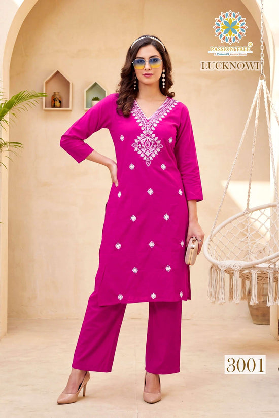 Passion Tree Lucknowi Vol-3 Cotton Chikankari Embroidered Kurti Set