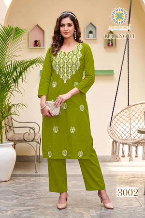 Passion Tree Lucknowi Vol-3 Cotton Chikankari Embroidered Kurti Set