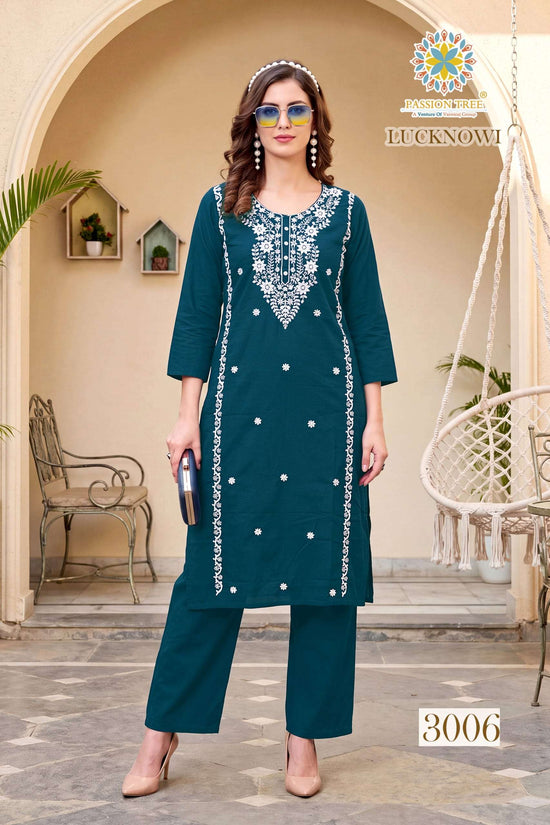 Passion Tree Lucknowi Vol-3 Cotton Chikankari Embroidered Kurti Set