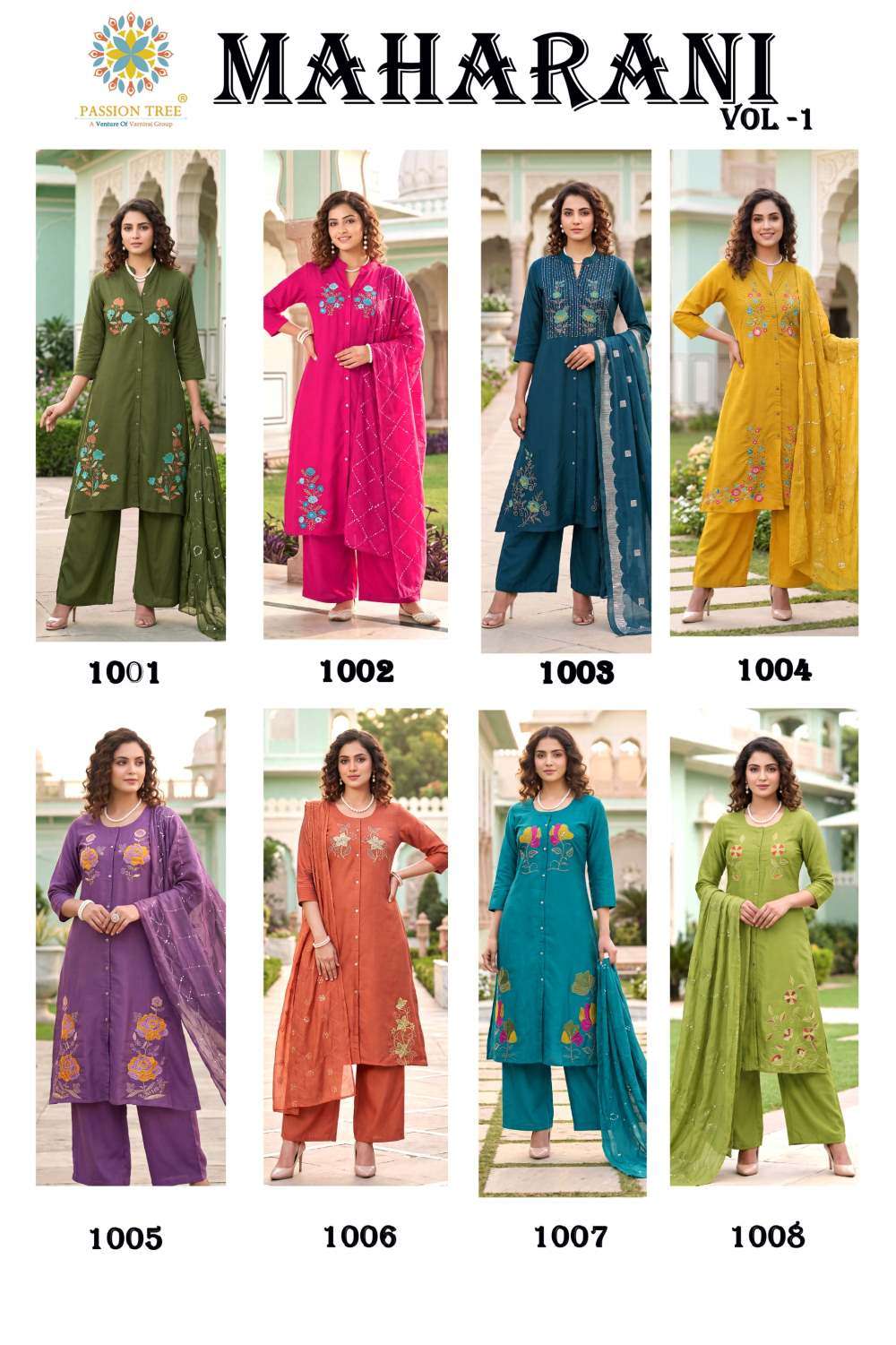 Passion Tree Maharani Vol-1 Silk Embroidery Chanderi Stitched Dresses
