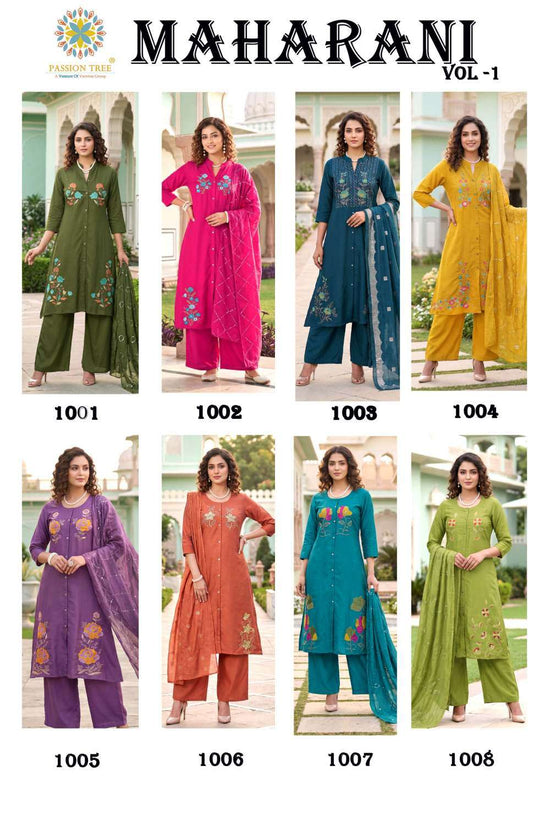 Passion Tree Maharani Vol-1 Silk Embroidery Chanderi Stitched Dresses