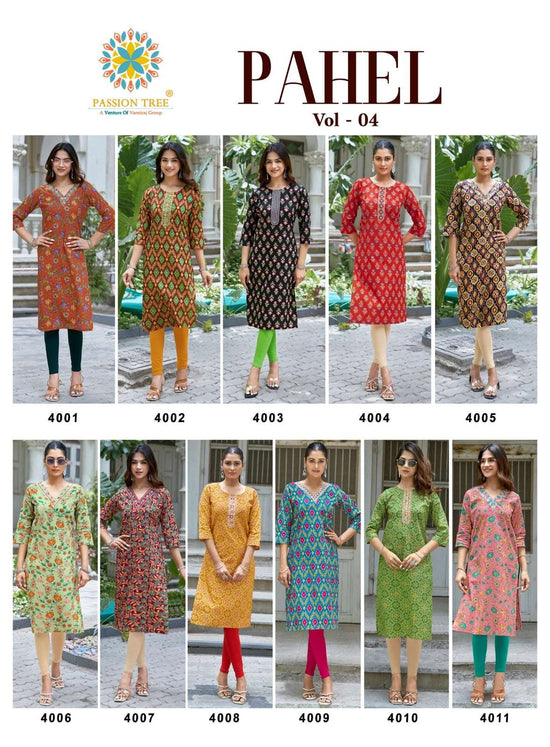 PASSION TREE PAHEL VOL-4 Cotton Printed Stitched Kurtis