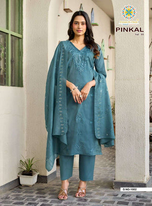Passion Tree Pinkal Vol-1 Chanderi Embroidered Salwar Suit Set