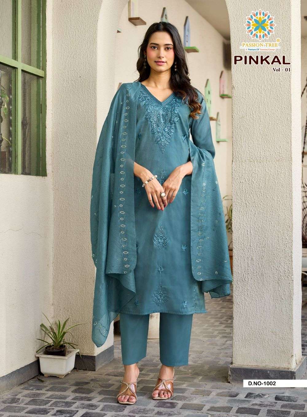 Passion Tree Pinkal Vol-1 Chanderi Embroidered Salwar Suit Set