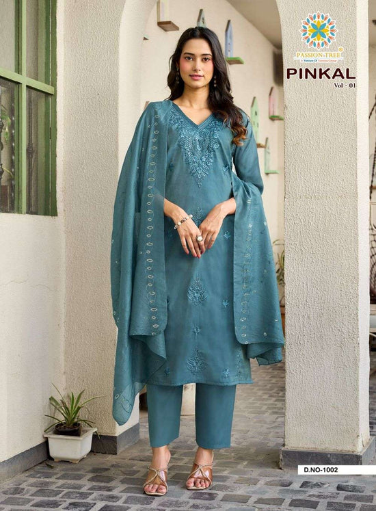 Passion Tree Pinkal Vol-1 Chanderi Embroidered Salwar Suit Set