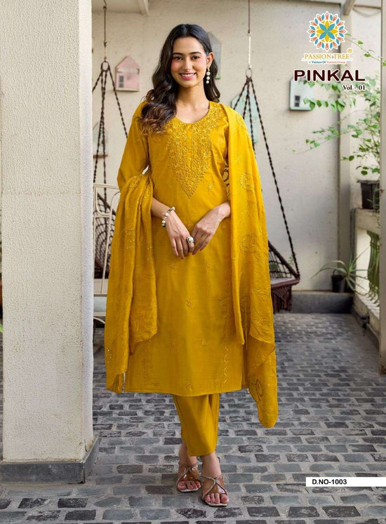 Passion Tree Pinkal Vol-1 Chanderi Embroidered Salwar Suit Set