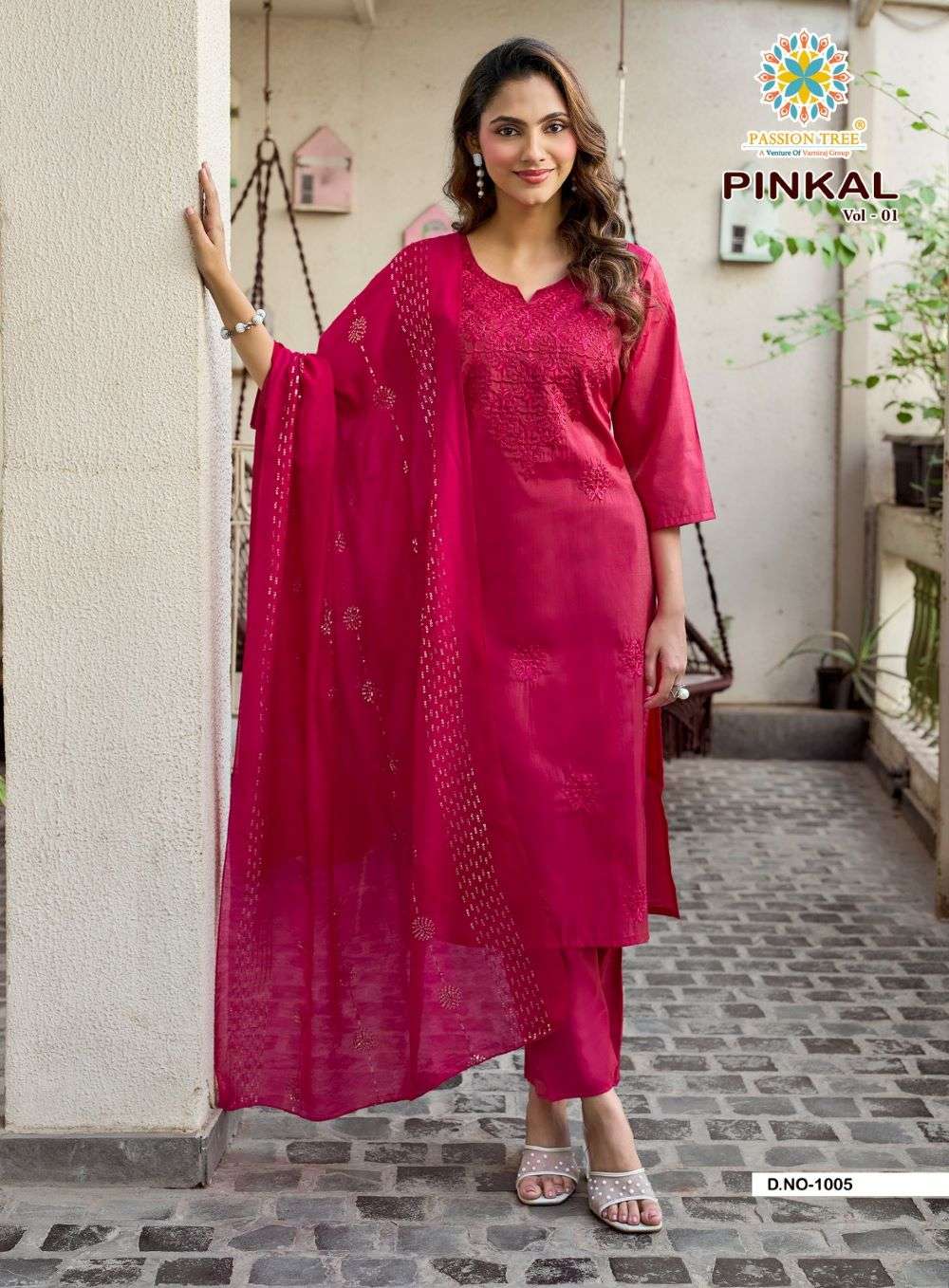 Passion Tree Pinkal Vol-1 Chanderi Embroidered Salwar Suit Set