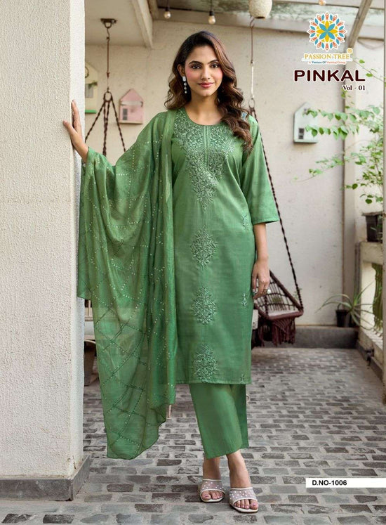 Passion Tree Pinkal Vol-1 Chanderi Embroidered Salwar Suit Set