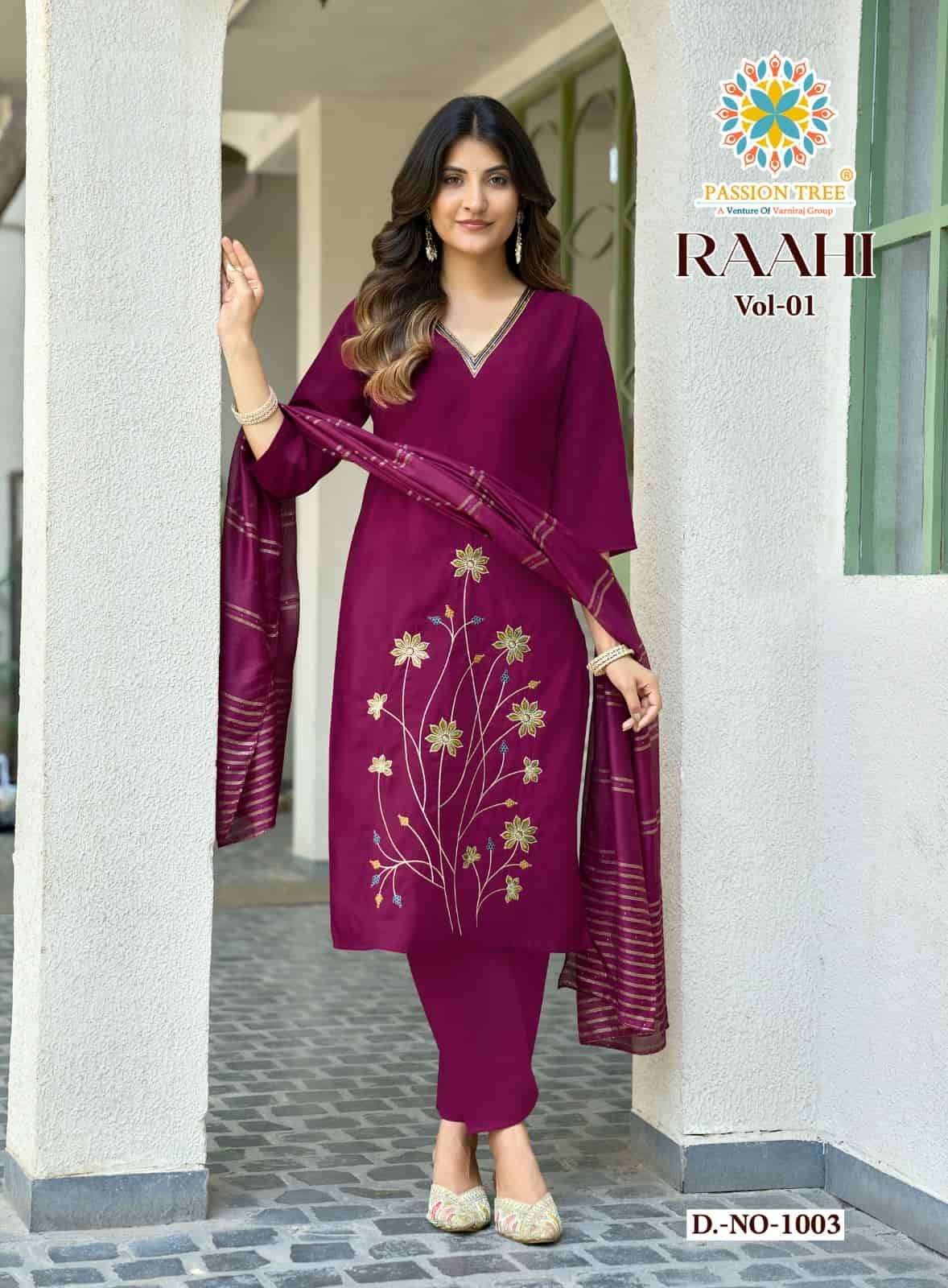 Passion Tree Raahi Vol 1 Roman Silk Kurti Pant Dupatta Set - Amrah Wholesale