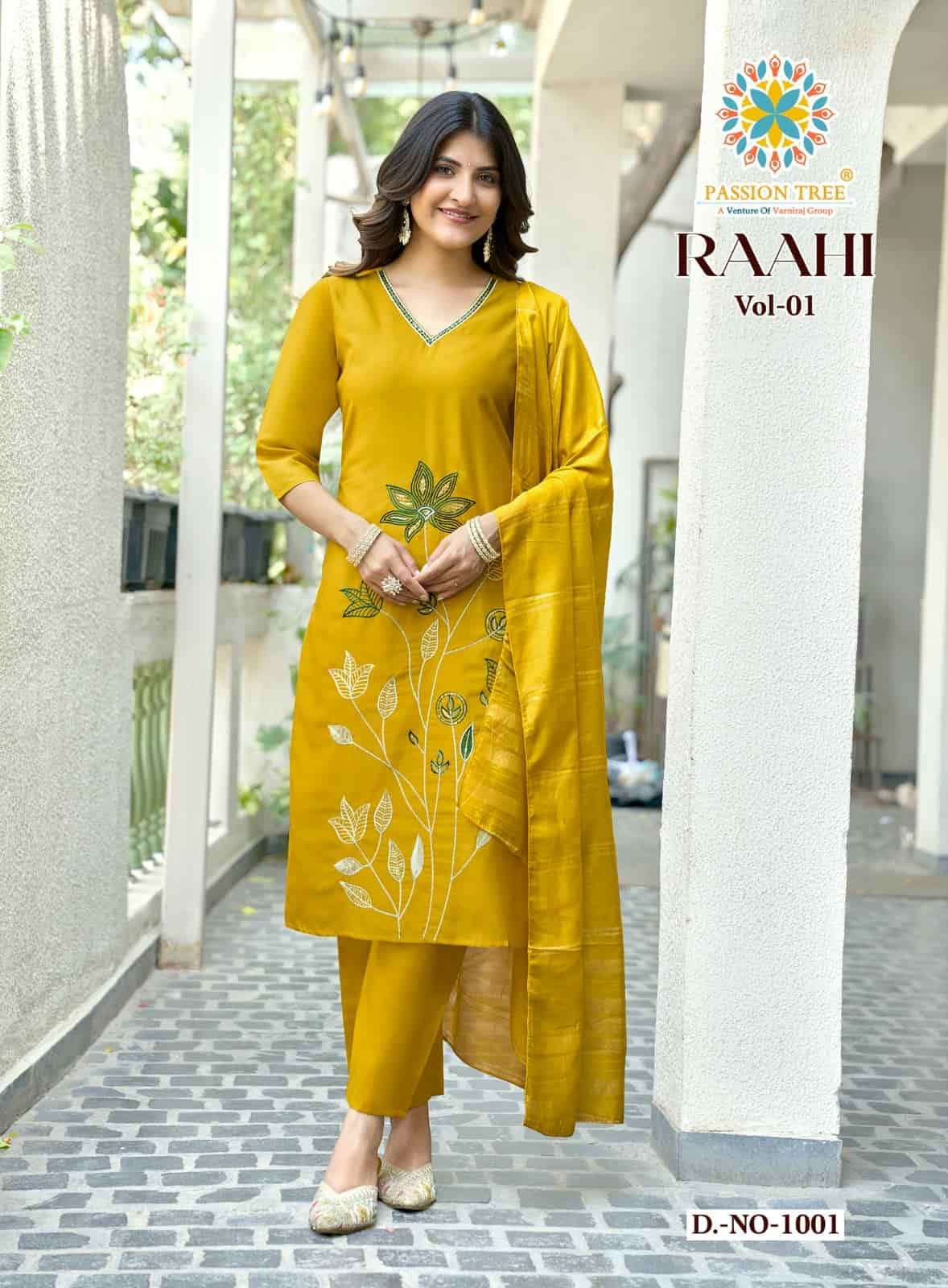 Passion Tree Raahi Vol 1 Roman Silk Kurti Pant Dupatta Set - Amrah Wholesale