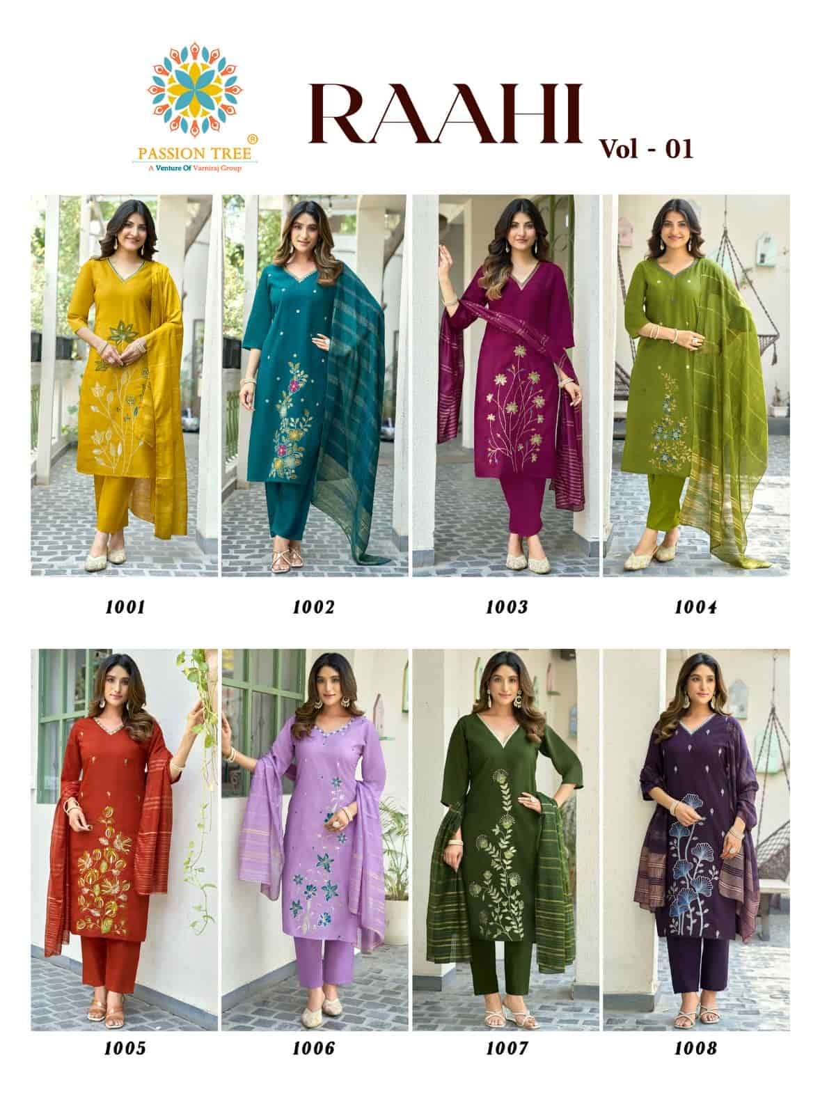 Passion Tree Raahi Vol 1 Roman Silk Kurti Pant Dupatta Set - Amrah Wholesale