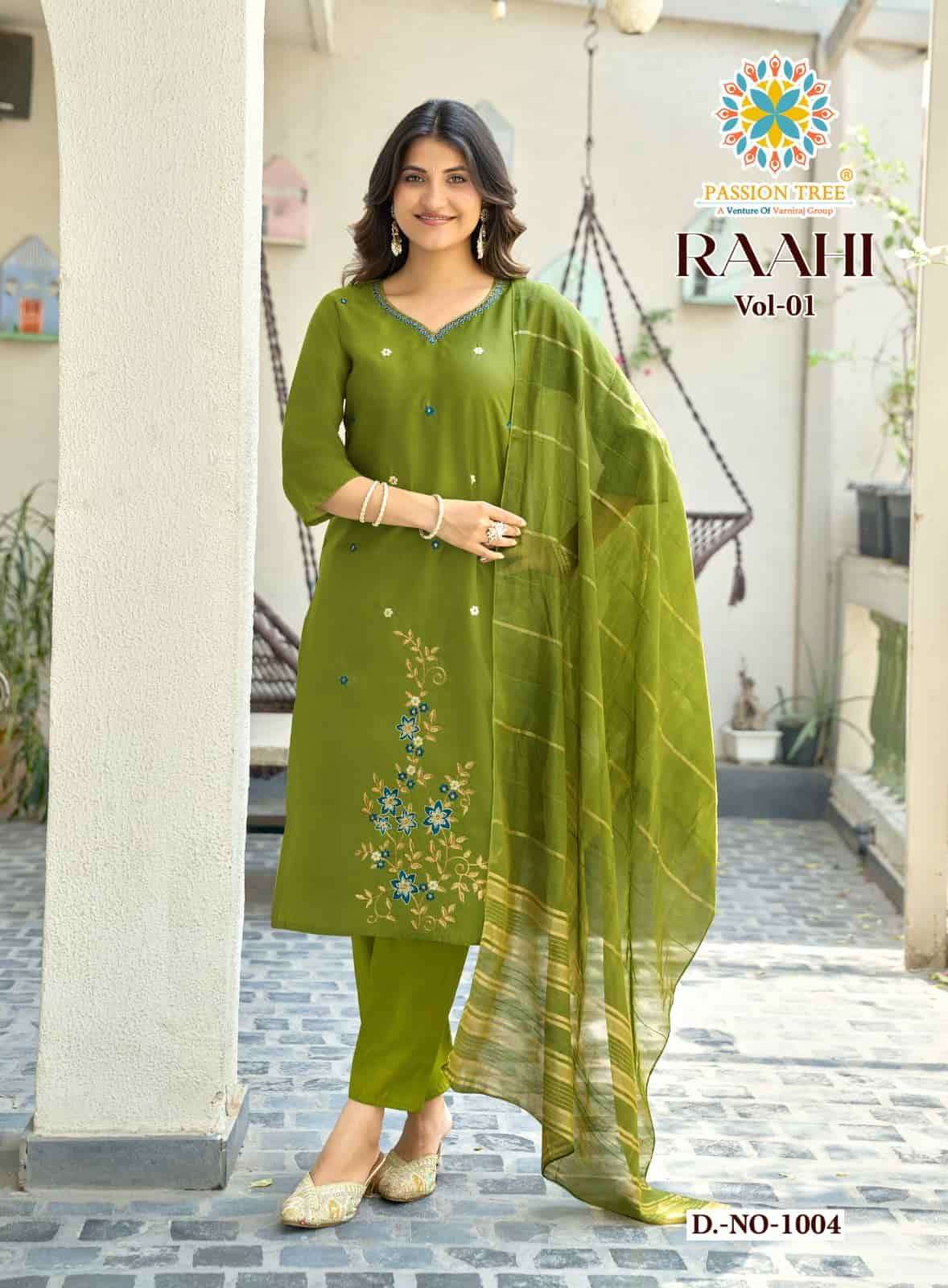Passion Tree Raahi Vol 1 Roman Silk Kurti Pant Dupatta Set - Amrah Wholesale