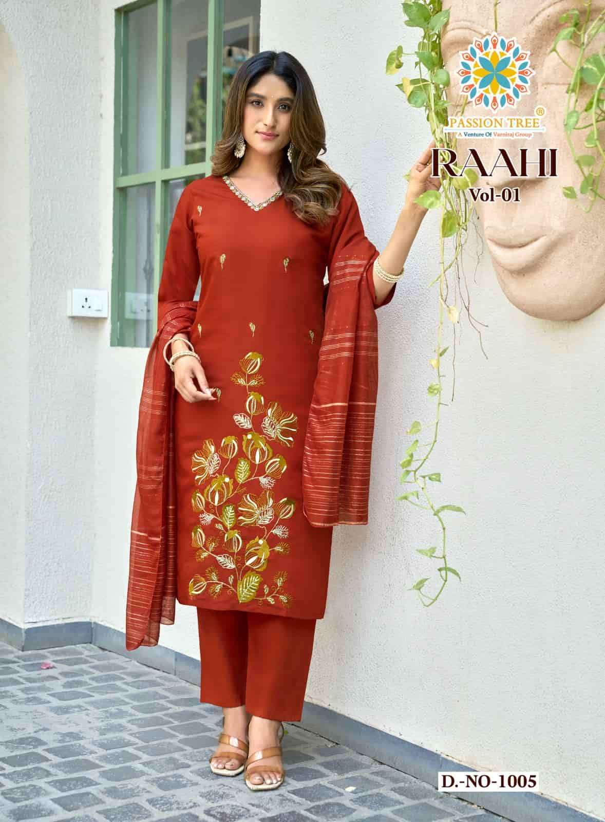 Passion Tree Raahi Vol 1 Roman Silk Kurti Pant Dupatta Set - Amrah Wholesale