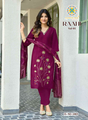 Passion Tree Raahi Vol 1 Roman Silk Kurti Pant Dupatta Set