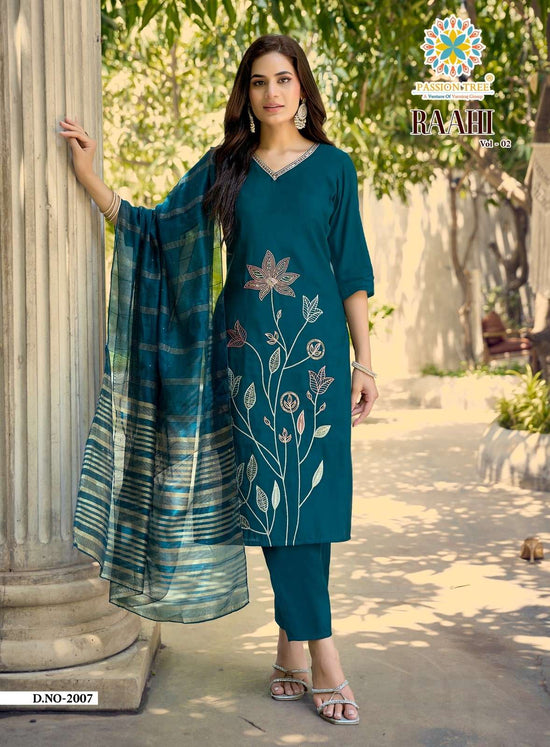 PASSION TREE RAAHI VOL-2 Roman Silk Embroidery Salwar Suit Set