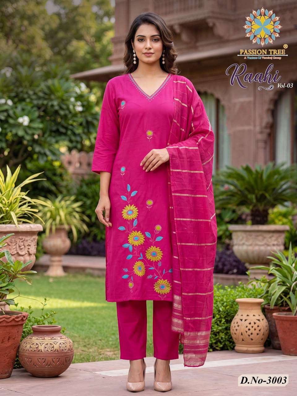 Passion Tree Raahi Vol-3 Roman Silk Embroidery Stitched Suit - Amrah Wholesale