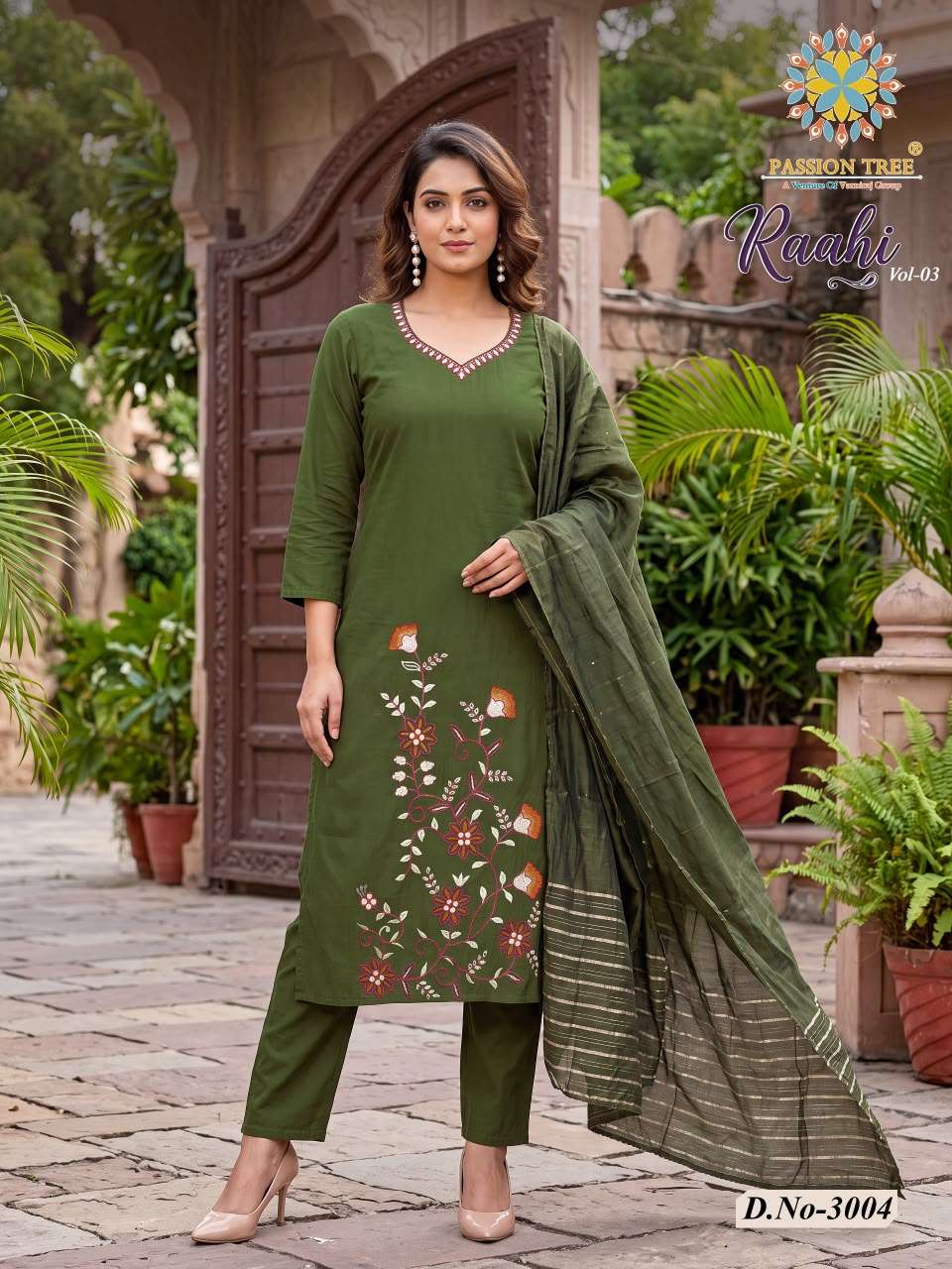 Passion Tree Raahi Vol-3 Roman Silk Embroidery Stitched Suit - Amrah Wholesale