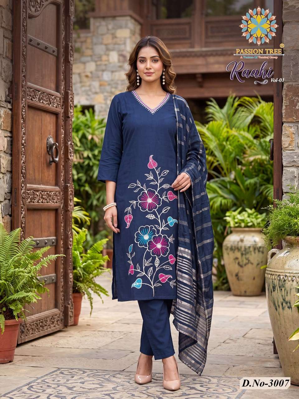 Passion Tree Raahi Vol-3 Roman Silk Embroidery Stitched Suit - Amrah Wholesale