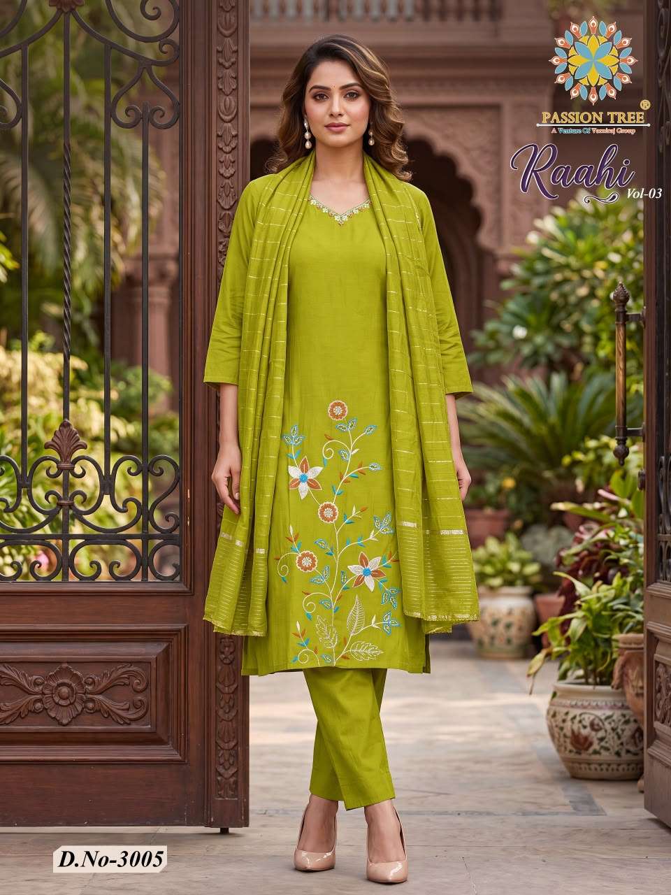 Passion Tree Raahi Vol-3 Roman Silk Embroidery Stitched Suit - Amrah Wholesale