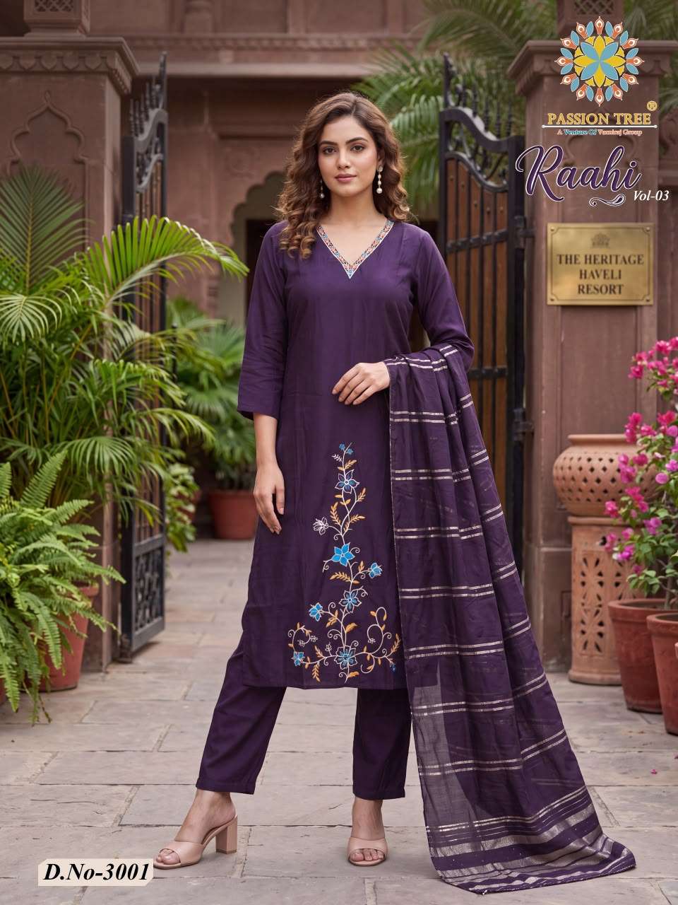 Passion Tree Raahi Vol-3 Roman Silk Embroidery Stitched Suit - Amrah Wholesale
