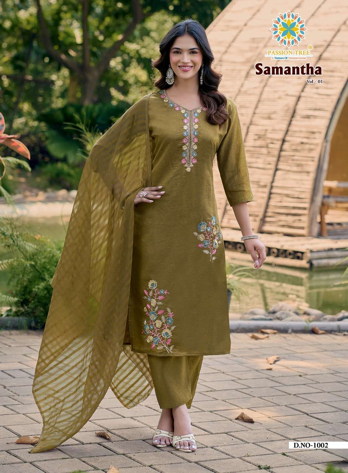 PASSION TREE SAMANTHA VOL-1 Crush Embroidered Stitched Salwar Suit