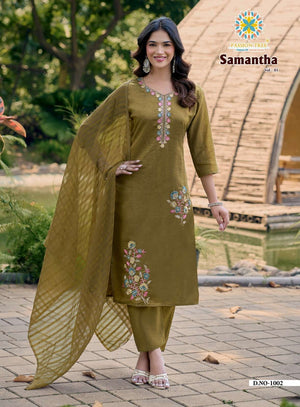 PASSION TREE SAMANTHA VOL-1 Crush Embroidered Stitched Salwar Suit